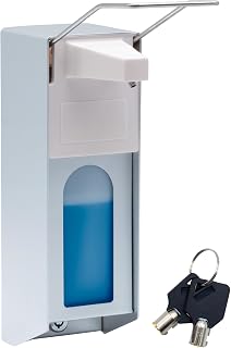 Seifenspender 1000 ml, Desinfektionsspender aus Aluminium mit Edelstahl-Bügel, abschließbar, mit Wandhalterung, für Seife und Desinfektionsmittel, Dispenser ONLY