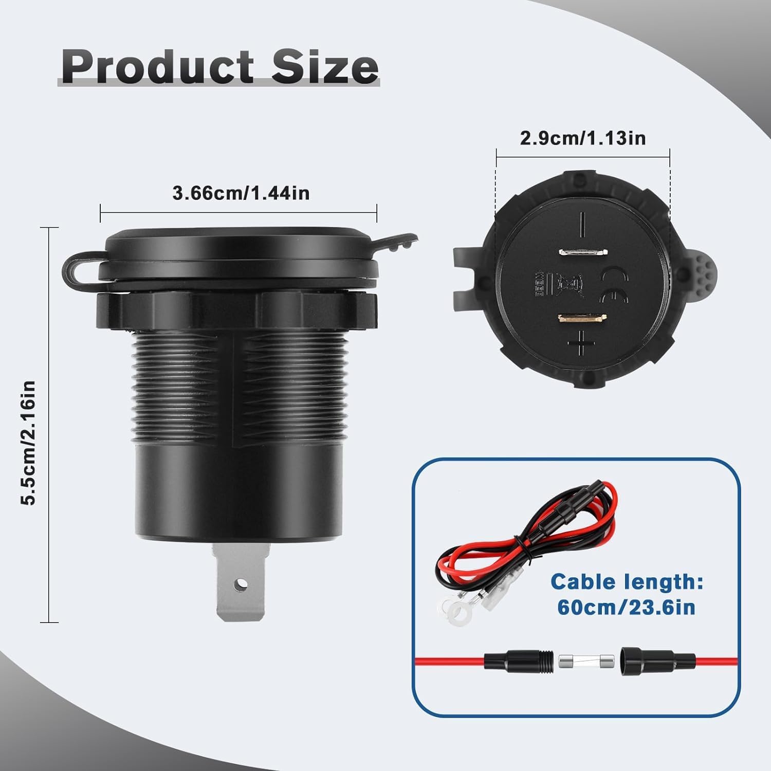 12V Type C USB Outlet Quick Car Charger Socket Dual Port Type C Fast Charger Socket Power Waterproof 12V / 24V Marine Boat Motorcycle Truck