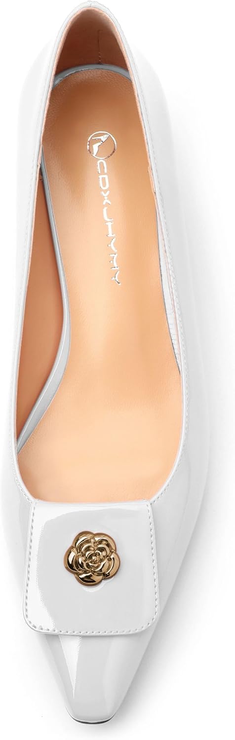 Low Heel Kitten Heel Shoes for Women. The Small Square Shaped Toe Cap is Classic and Fashionable, and They are Suitable for Various Occasions. 1.4 inches