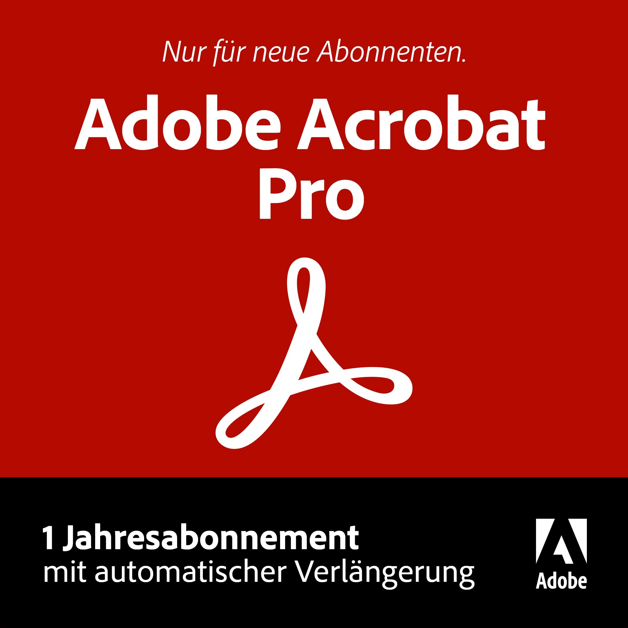 Adobe Acrobat Pro | PDF's erstellen, bearbeiten, signieren und teilen |1 Jahresabonnement mit automatischer Verlängerung | PC/Mac