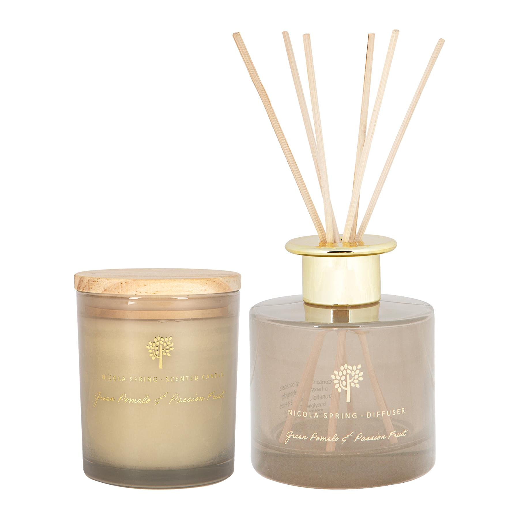 Nicola Spring Scented Candle & Reed Diffuser Set - Green Pomelo & Passion Fruit - 130g