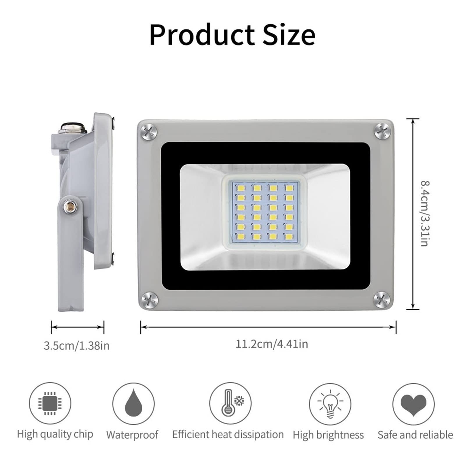 ZIMBRO 10er Pack 10W Garten Fluter 800lm Superhelle Lager LED-Leuchten IP65 Wasserdicht Straßenbeleuchtung Kunstwerk Lichter Spielplatz Sichere Lichter for Sportplätze