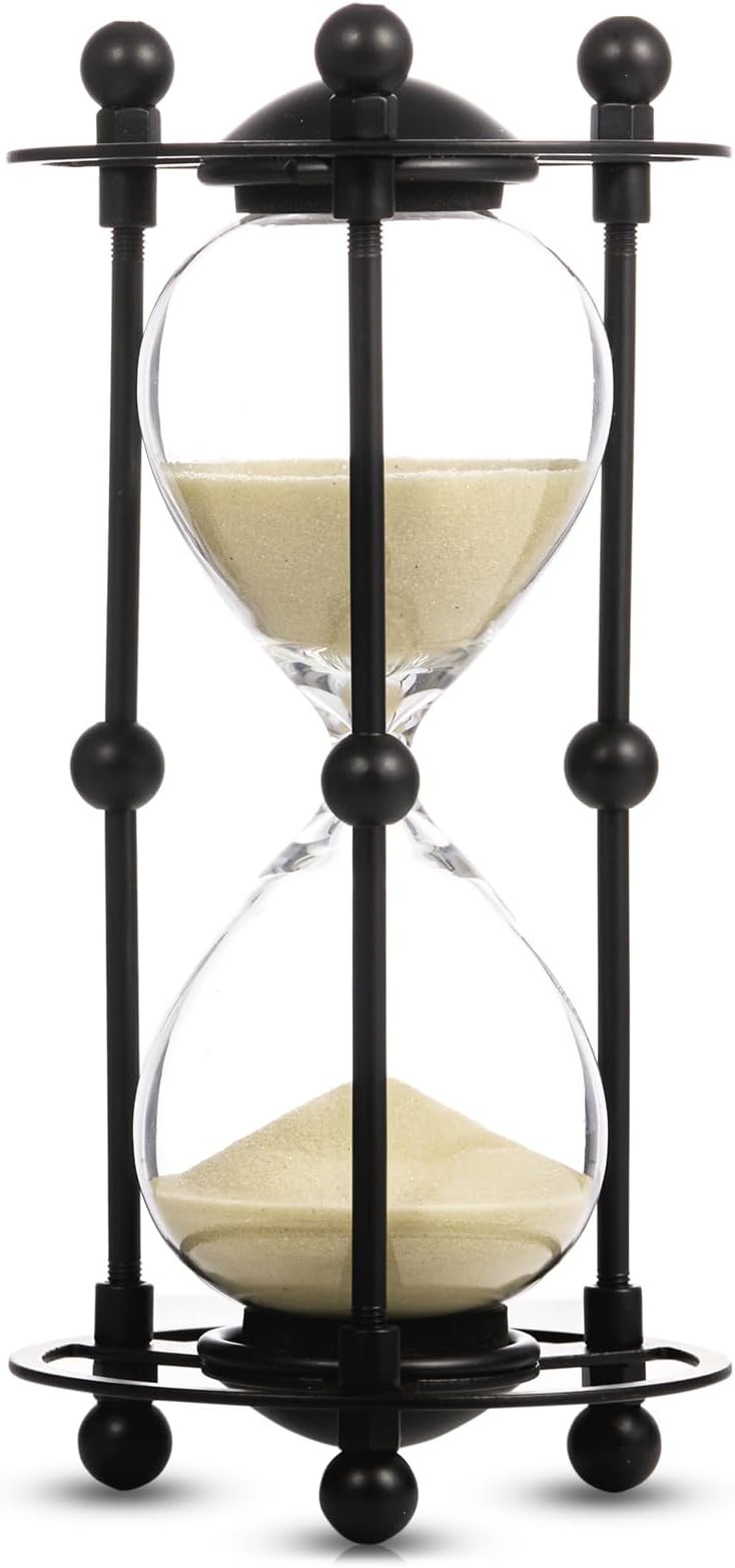 – Hourglass, 15 Minute Sand Timer, Vintage Metal Hour Glass for Home Office Desk Decor, Unique Sand Clock Gifts (Apricot)