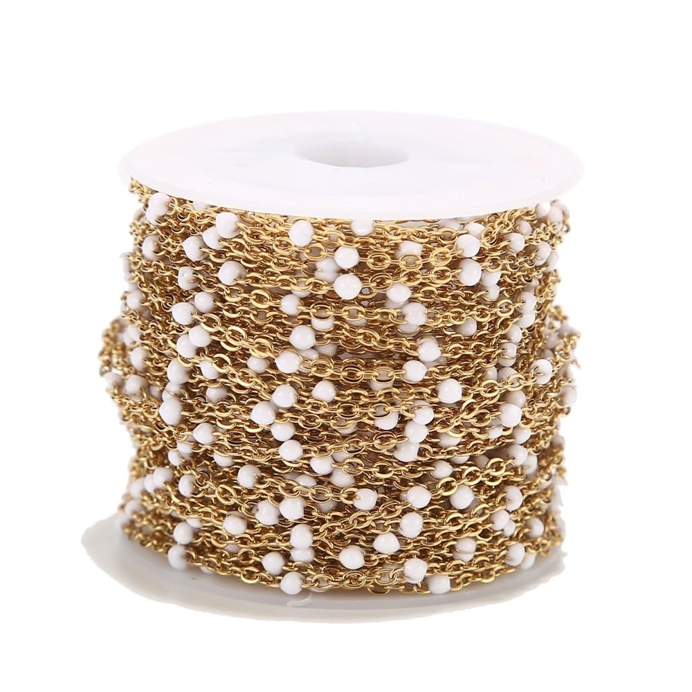 1 rotolo/10 Metri 2 mm di Larghezza in Acciaio Inossidabile Placcato Oro Catena a Sfera con Perline Cavo for la Realizzazione di Collana da Donna (Color : Rose Red Gold)