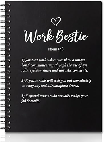 Work Bestie - Cuaderno de tapa dura de 160 páginas en blanco, cuaderno de espiral en blanco, regalo de agradecimiento para empleados, regalo de