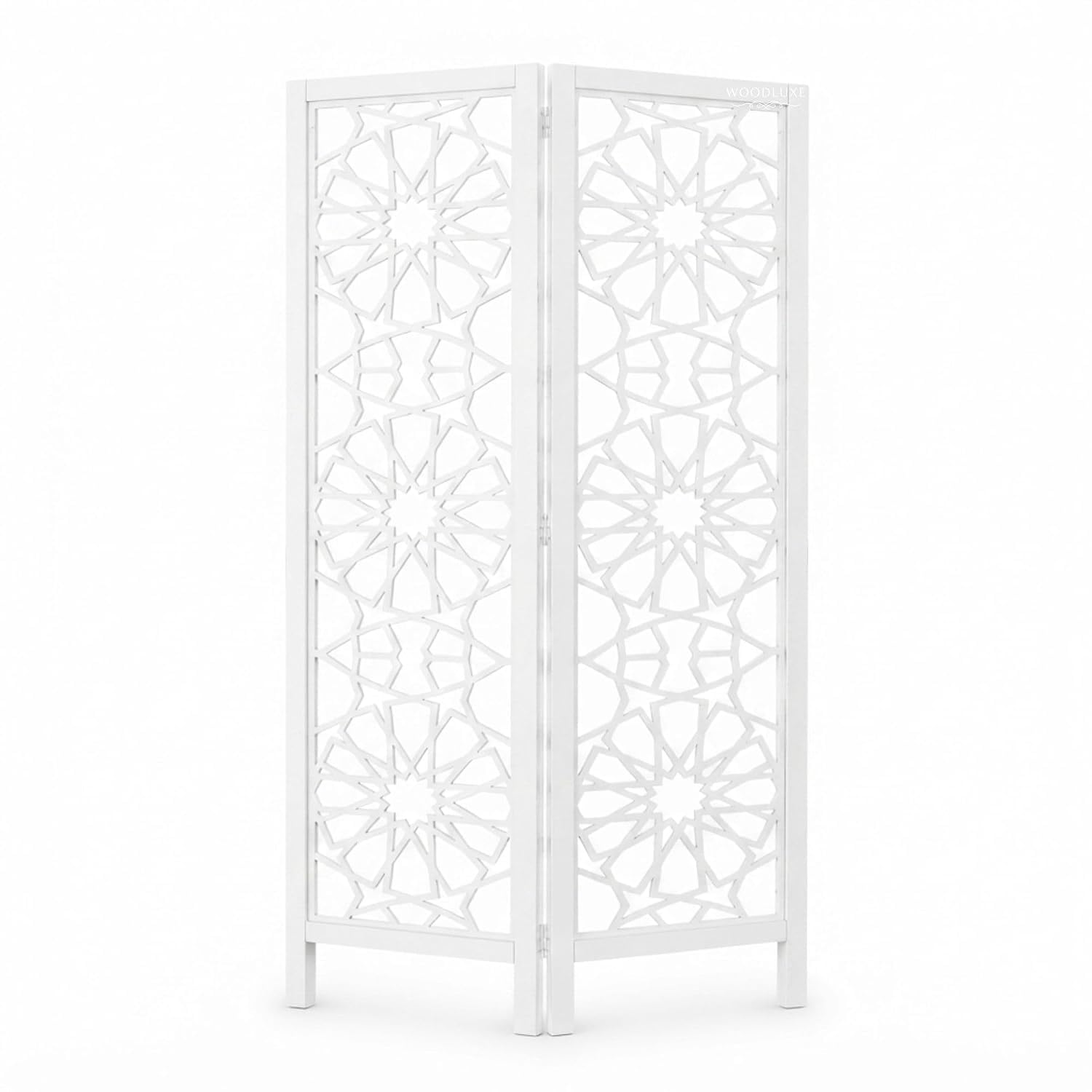 Wooden Room Divider Folding Privacy Screen, Decorative Carved Wood Screen Divider, Freestanding Folding Partition for Living Room Bedroom Office New Jali (6 Feet 2 Panel White)-image-26