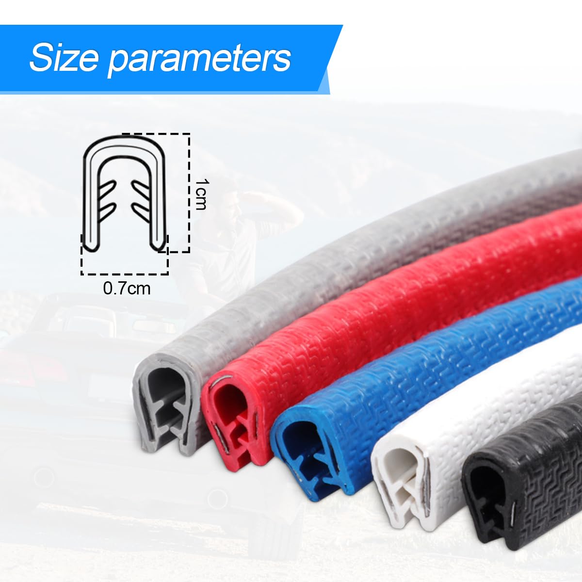 CGEAMDY Proteggi Bordo Portiere Auto Striscia, Guarnizione Porta Auto Universale In Gomma, Forma a U Protezione Del Bordo Della Porta Dell'Auto, Adatta Alla Maggior Parte Delle Auto (Bianco/10M)