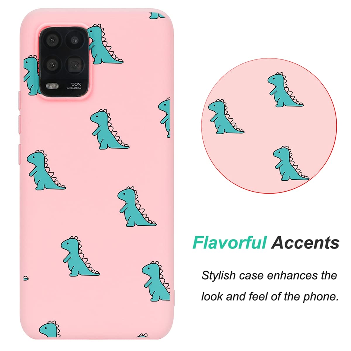 Yoedge per Xiaomi Redmi Note 10 5G 6,5 Cover, Rosa Silicone TPU Custodia con Supporto e Impugnatura Design, Cute Cartoon Pattern Antiurto Protective Back Case per Redmi Note 10 5G, Dinosauro 3