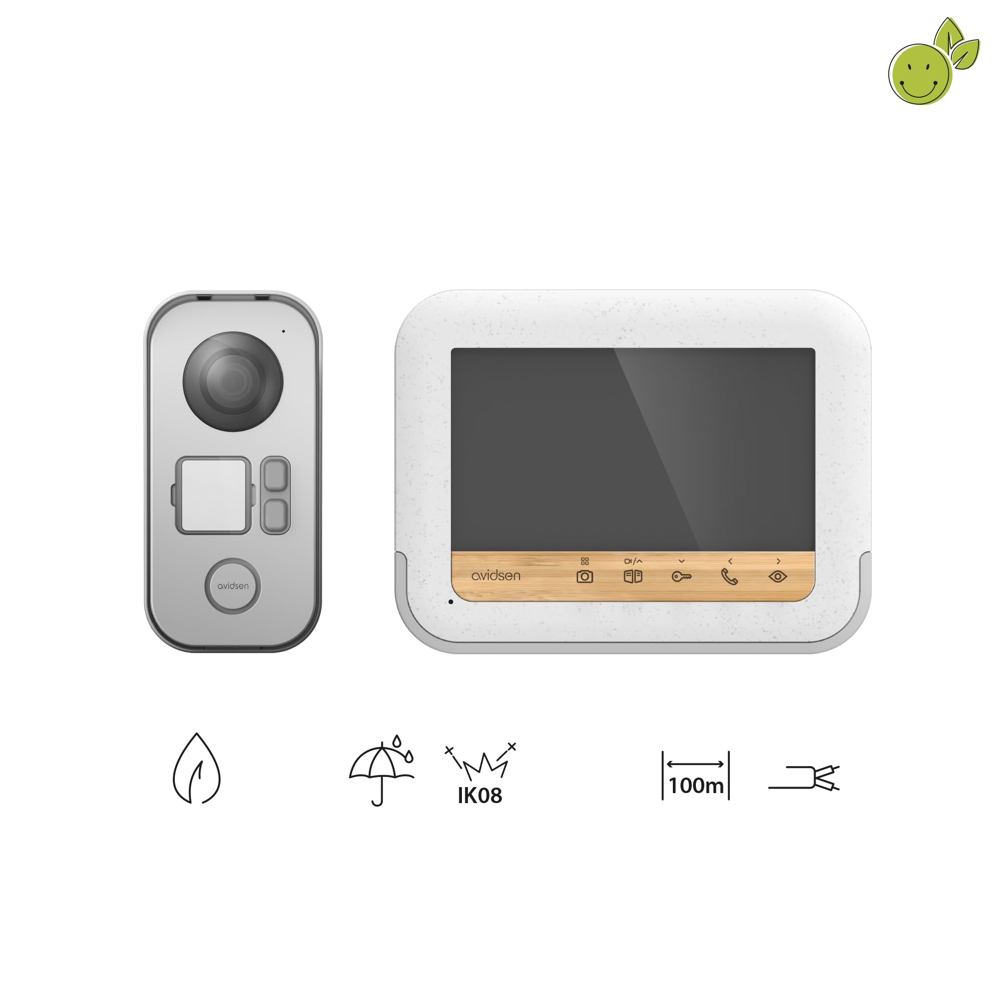 Avidsen Videocitofono Bamboo a 2 Fili Schermo 7'' - 112282