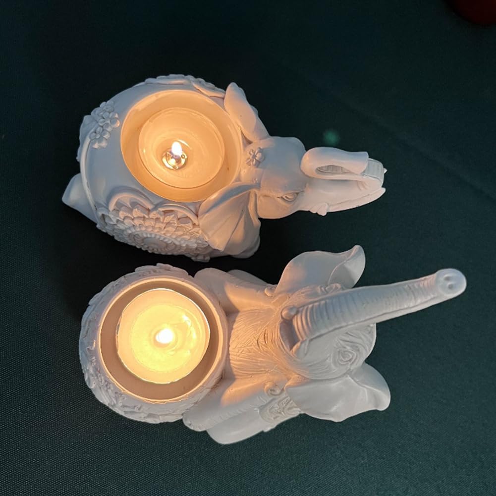 Arivend A-Gold Elephant Sculpture Tea Light Candle Holder Deco Small Candle Stick Holders Good Lucky Props - Image 4