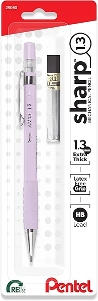 Pentel Sharp 1.3 Mechanical Pencil, (1.3mm), Extra Thick Line, Includes Refill Lead, Writing/Office/Test-Taking Pencil, Pastel Violet Barrel (AM13LBPV)