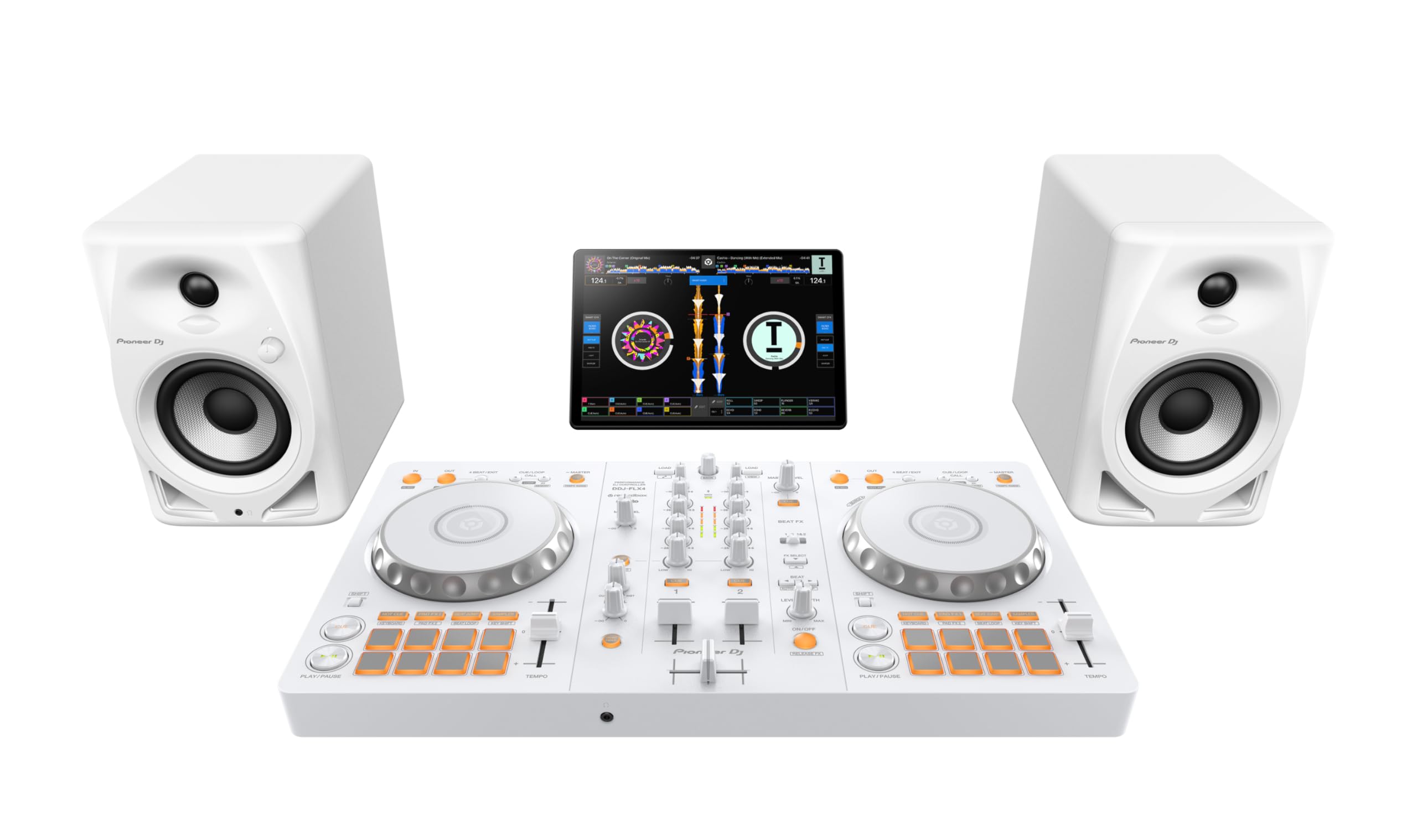 Pioneer DJ DDJ-FLX4 rekordbox 2-kanałowy kontroler Serato DJ biały edycja limitowana