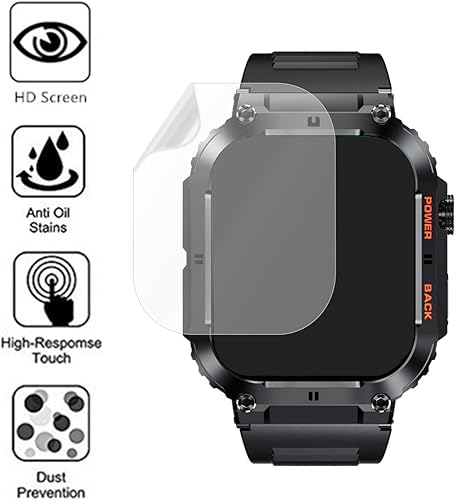 Miniatura 5 de Hvlgmrc - Protector de pantalla compatible con Ypaddbu, reloj inteligente militar de 1.96 pulgadas (paquete de 6), película transparente PET