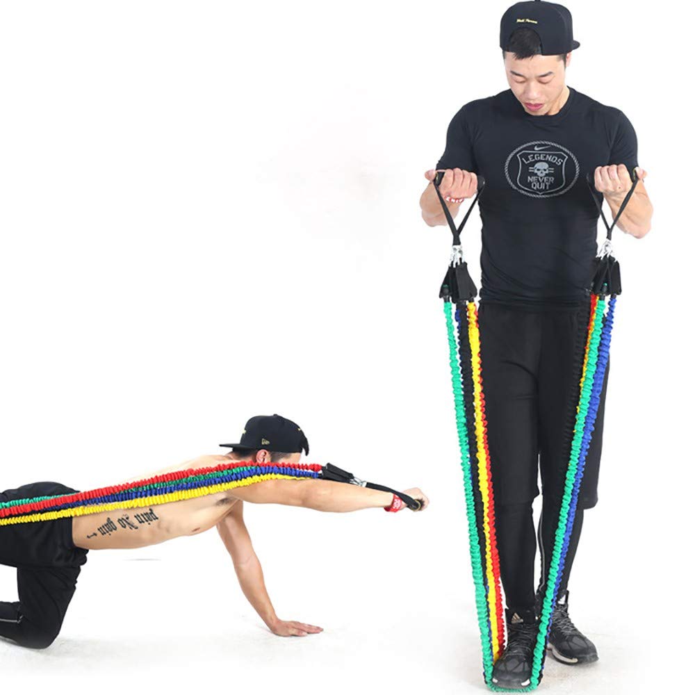 Resistance Bands Wiederstands Bänder Fitnessband Set mit 5 Gummiband Tubes, 2 Griffe, Türanker und 2 Fußschlaufen für Trainings Yoga Sport Pilates