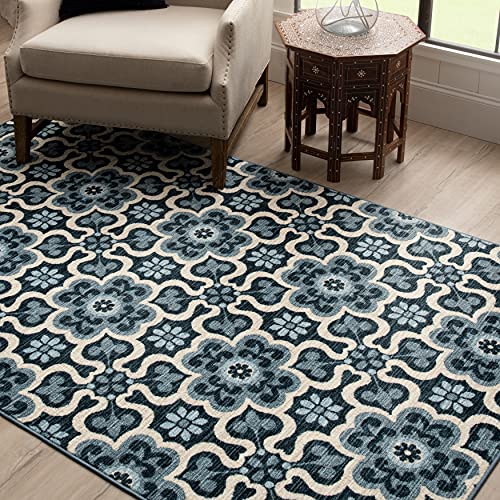 Mohwk Home Floral Area Rug, Marjorelle Gardens Blue (5' x 8')