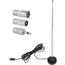 Magnetic Base FM Radio Telescopic Antenna with 3pcs Link Adapter for Indoor Desktop Stereo Speakers Stereo Receiver Digital HD Radios Home System