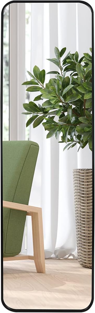 Giftgarden 47”x14” Black Full Length Mirror Aluminum Alloy Framed, Sleek Long Full-Body Metal Tall Mirror Wall Mounted or Hang Over The Door for Bedroom Bathroom Closet