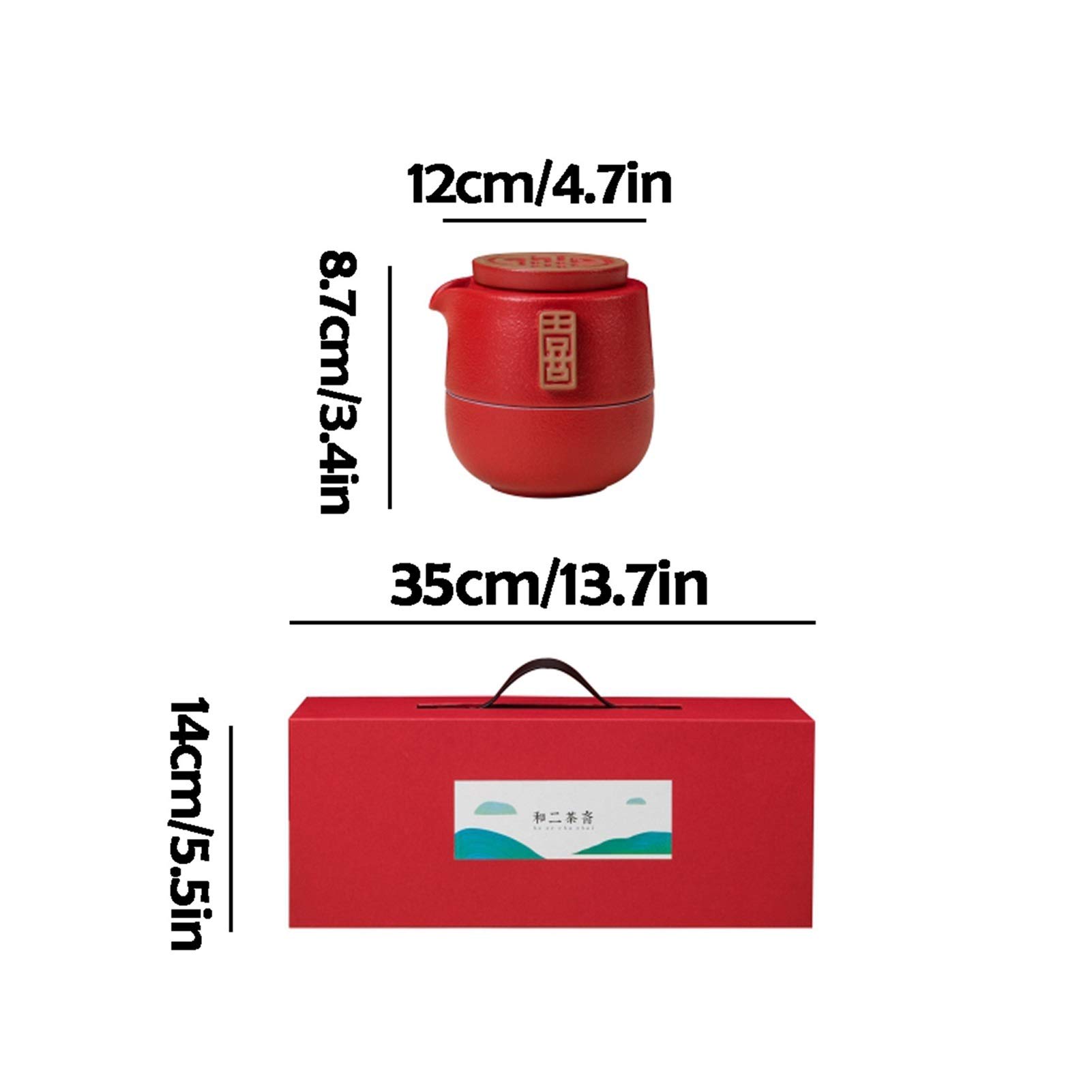Tea Sets for Adults Czerwony szkliwione ceramiczne zestawy herbaty, w tym herbata herbata filiżanki bambusa taca herbata ręcznik luźny liść herbata próbnik pakiet prezent filtrowanie herbaty maker chi