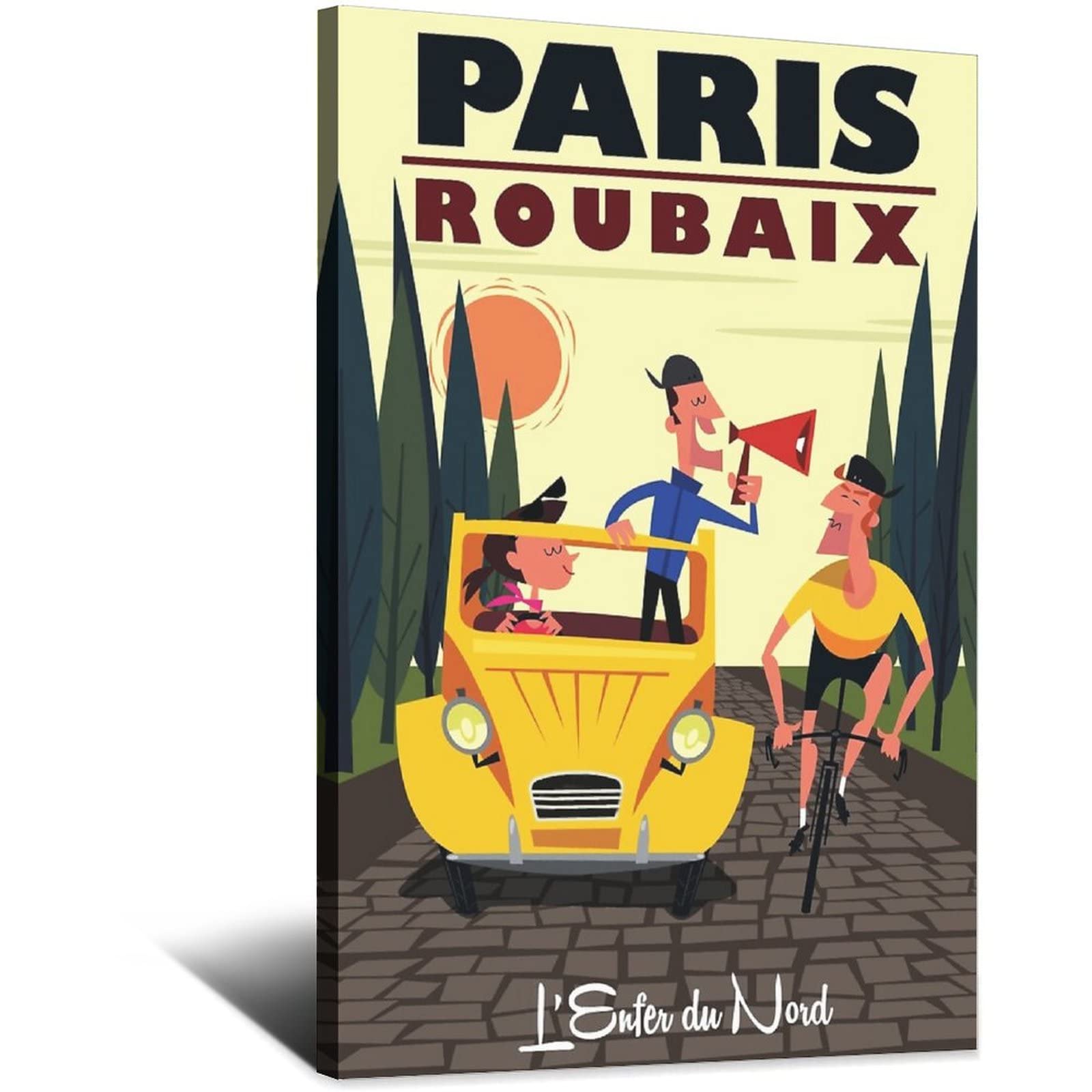 NMNM Paris France Bicycle Vintage Travel Poster Canvas Art Wall Decor Poster Picture Print Painting Posters Gift 16x24inchs(40x60cm)