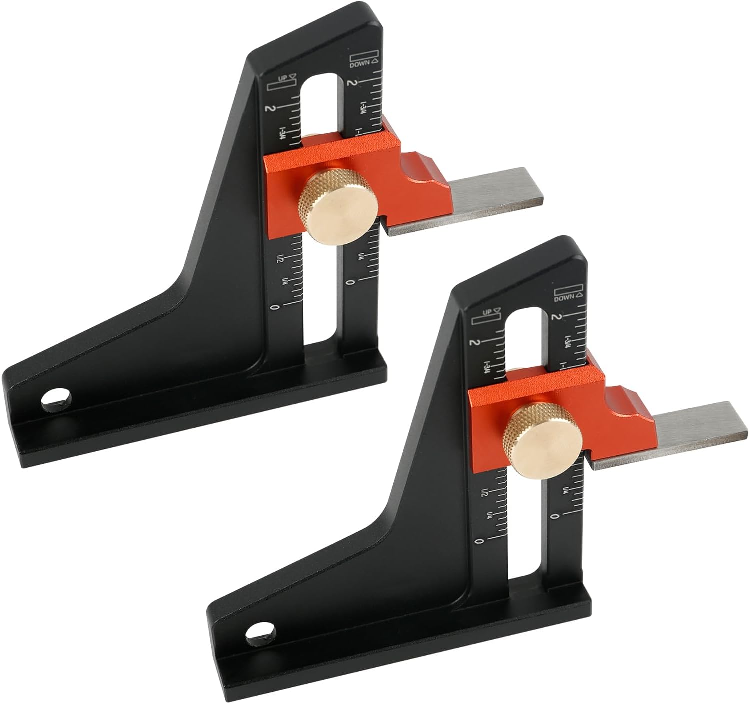 Height Gauge for Table Saw, Height Gauge Depth Measuring Ruler Aluminum Alloy Inch Scale Height Gauge Measuring Instrument for Saw Table and Ruler Trimming Machine Adjustmen (2Pcs)