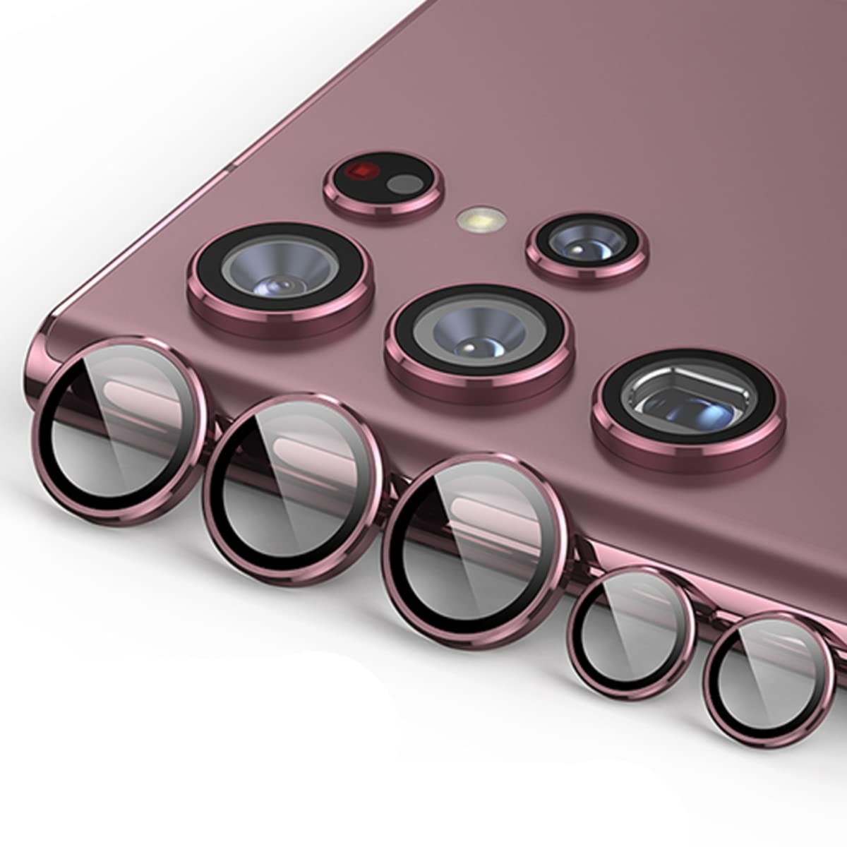 Casecandy® (Set of 5 BURGUNDY Red Camera Lens Protector Tempered