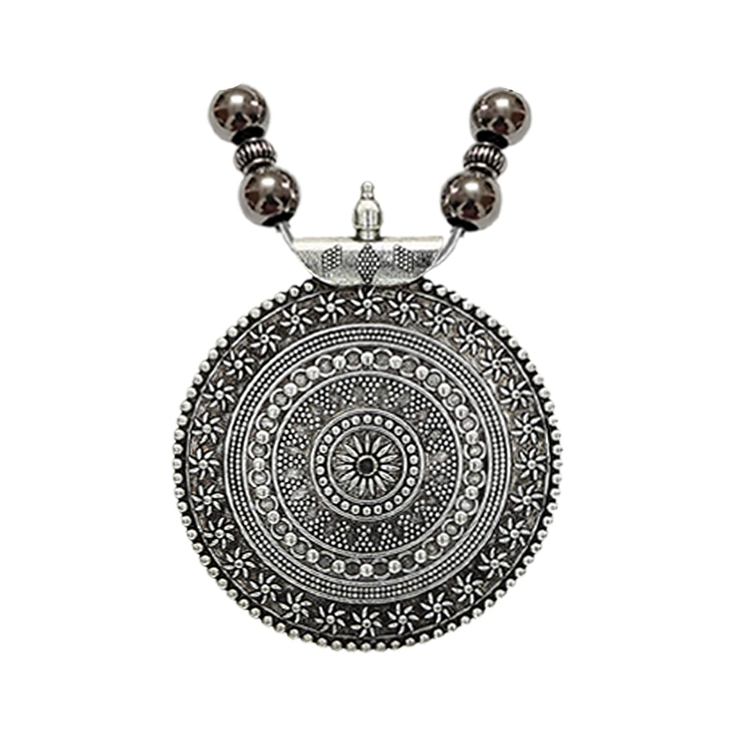 Xtore Oxidized Tribal Pendant Chain,Necklace,Jewellery set for women and girls (Silver) 1