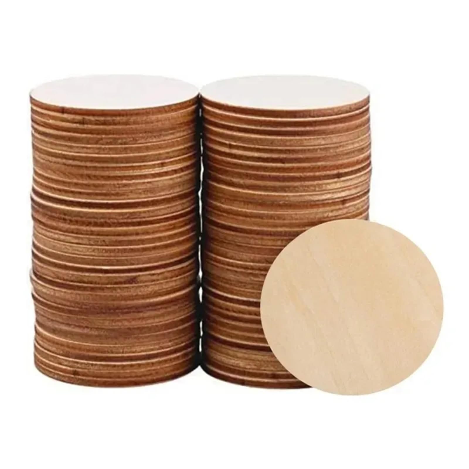 Rzeźba w drewnie, 10, 20, 50, 100 szt., 70 mm, drewniane koła do rękodzieła, niedokończone okrągłe drewniane krążki do malowania, barwienia, palenia i pirografu, drewniane patyczki (50 szt.)
