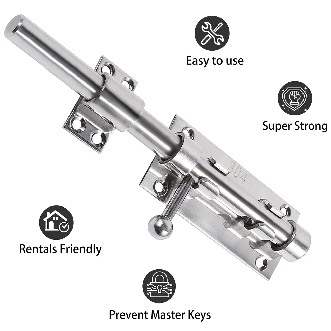 ZiYuya 6 Inch Sliding Gate Door Bolt Latch Lock Hardware - Image 2