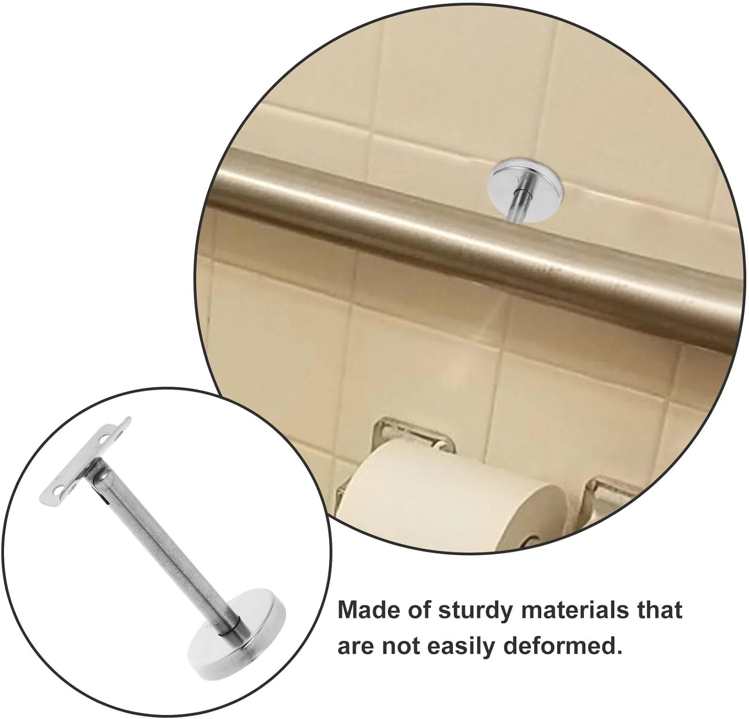 Handrail Bracket 6pcs Stainless Steel 304 Handrail Bracket Wall Mounted Durable Straight Fitting for Stairways, Home or Office Stair Support