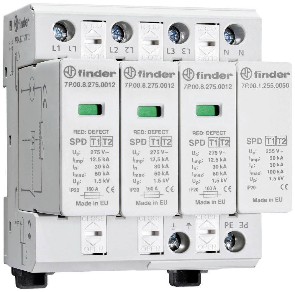 Finder 7P.04.8.275.1012 7P.04.8.275.1012 - Scaricatore di sovratensione, 60 kA, 1 pezzo