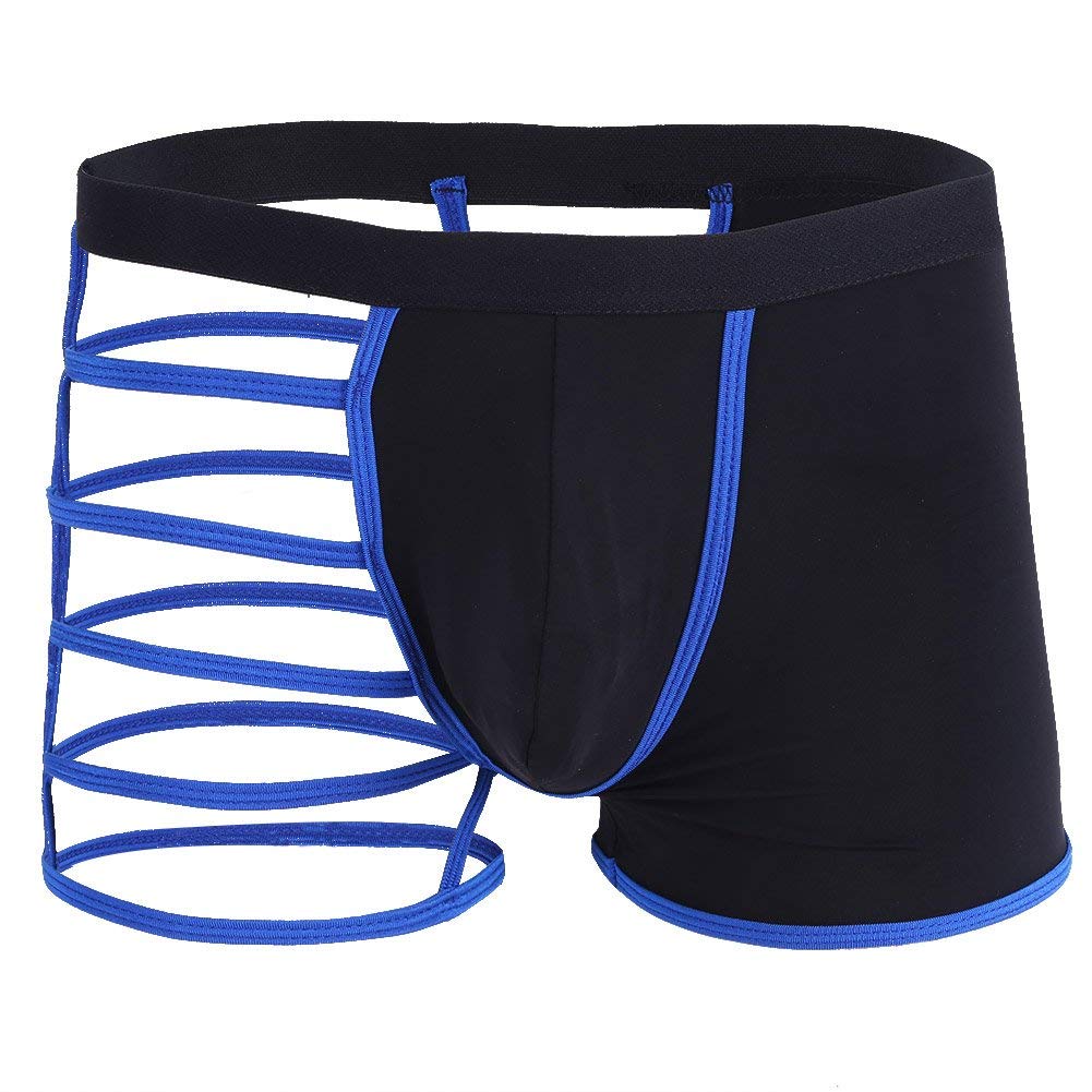 Igeon Men's Hollowed Straps Underwear One Side Mesh Boxer Briefs Bikini Shorts