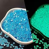 Glow in The Dark Tiny Stars Glitter,3mm Flakes Luminous Sequins Holographic for Nail Art,Slime Supplies,Resin Craft,Holidays Party,Home Decoration - 0.35oz (Blue)