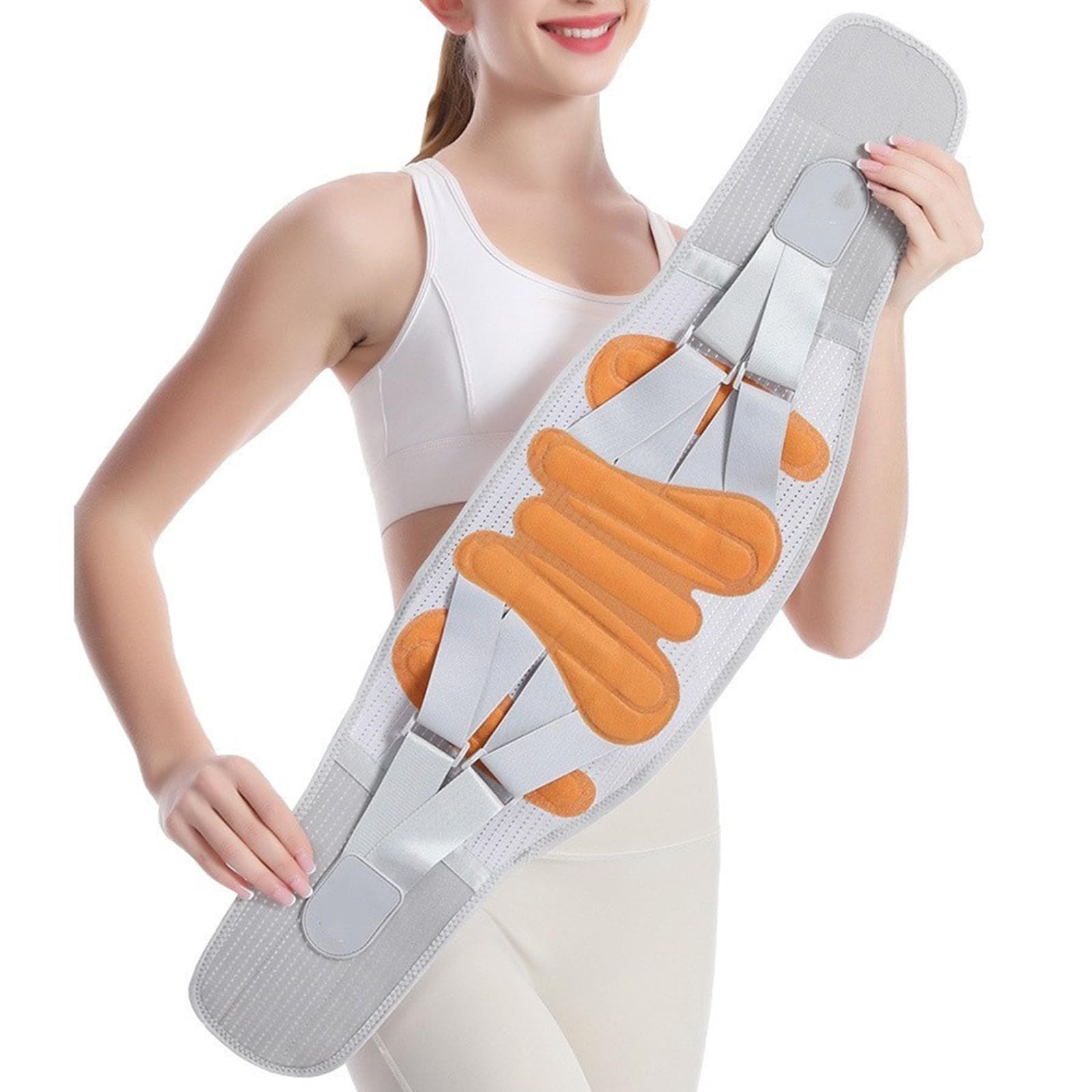 ,L/90cm~100cm,Ceinture de Maintien Lombaire Ajustable pour Sciatique et Hernie Discale, Correcteur de Posture du Dos avec Sangles de Compression, Idéal pour Voiture, Travail Quotidien, Sport Respirant | Support lombaire avec 4 bandes en acier et 3 coussin