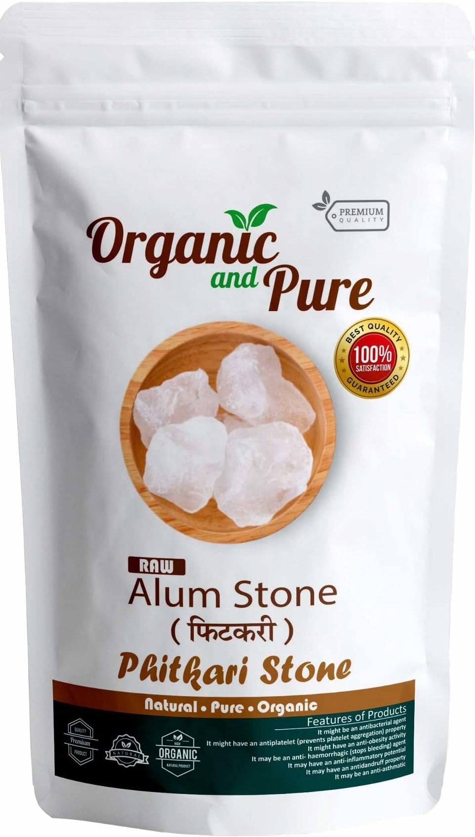 Organic and Pure Alum Stone Powder | Phitkari | Fitkari for Skin Vastu Face Hair Water Underarms Shave Teeth | Potassium Alum 2700g