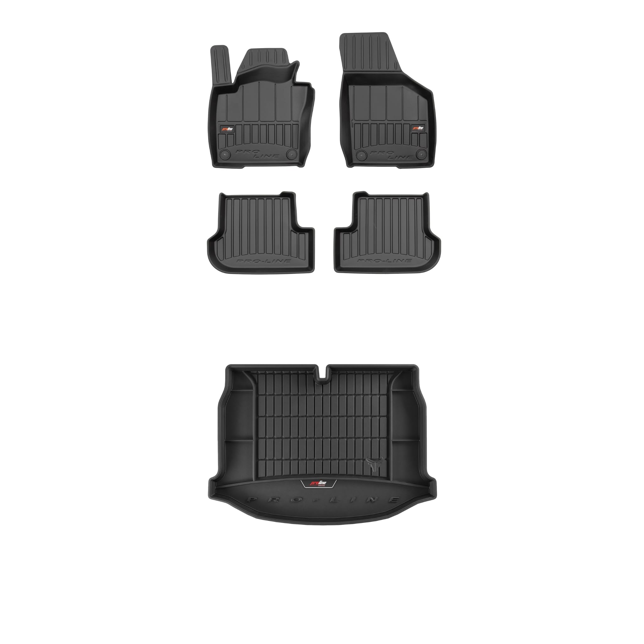 FROGUM ProLine 3D Zestaw gumowe korytkowe dywaniki samochodowe i mata bagażnika z logo do Volkswagen Beetle 2011-2019I Najwyższe ranty