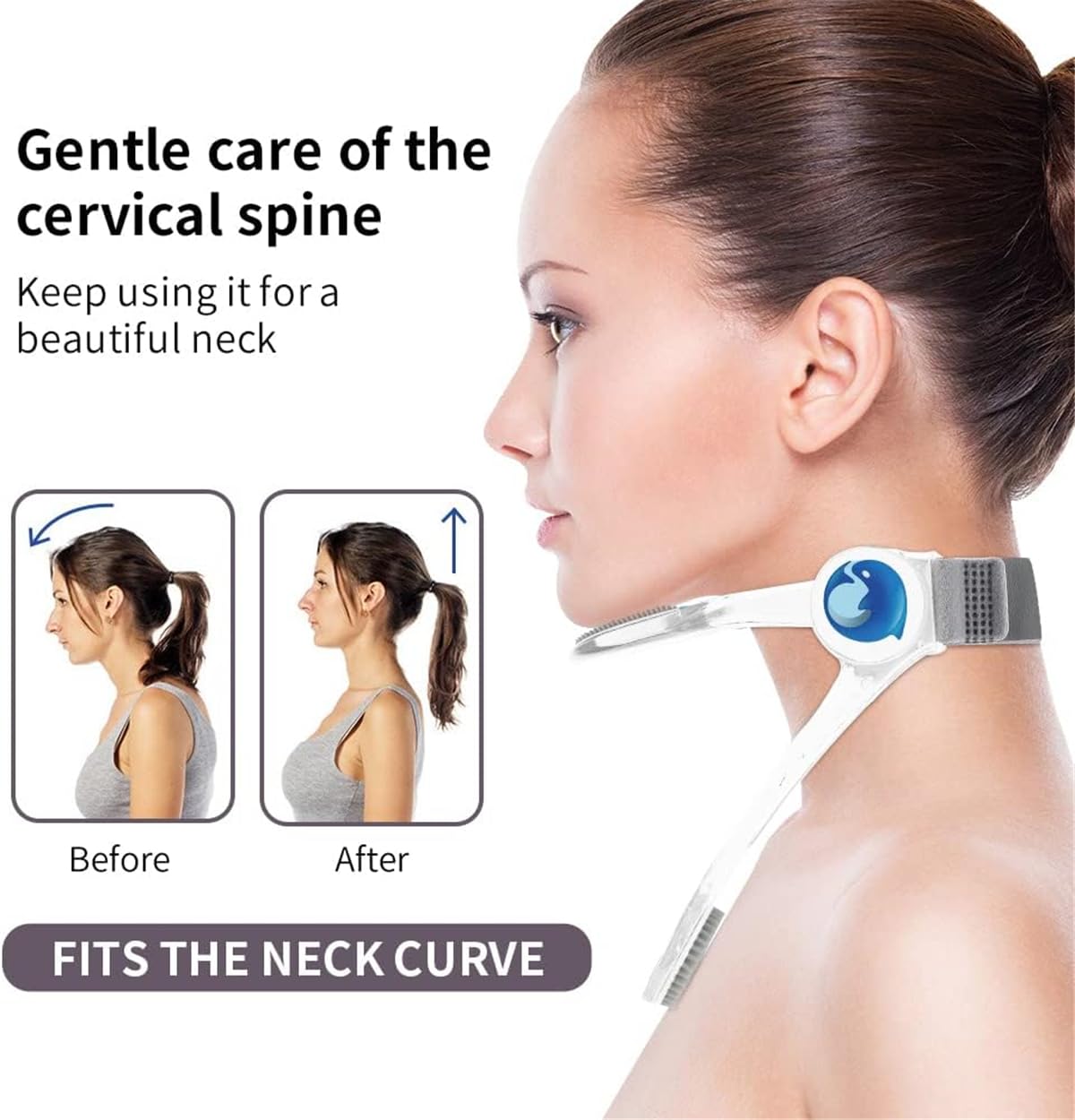 Neck Brace, Neck Collar wtih 360° Adjustable Soft Chin Support, Cervical Collar for Forward Head Posture Correction and Cervical Spine Support, Neck Brace for Neck Pain and Support (?Transparent?)