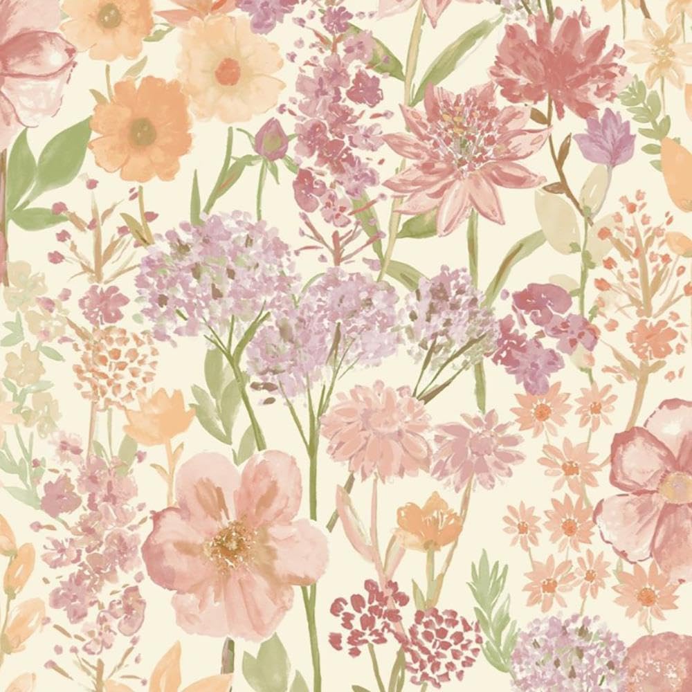Wildflowers Cream Wallpaper - Naturistic Floral Petals Classic Colourful Vibrant Flowers - Stylish Feature Wall
