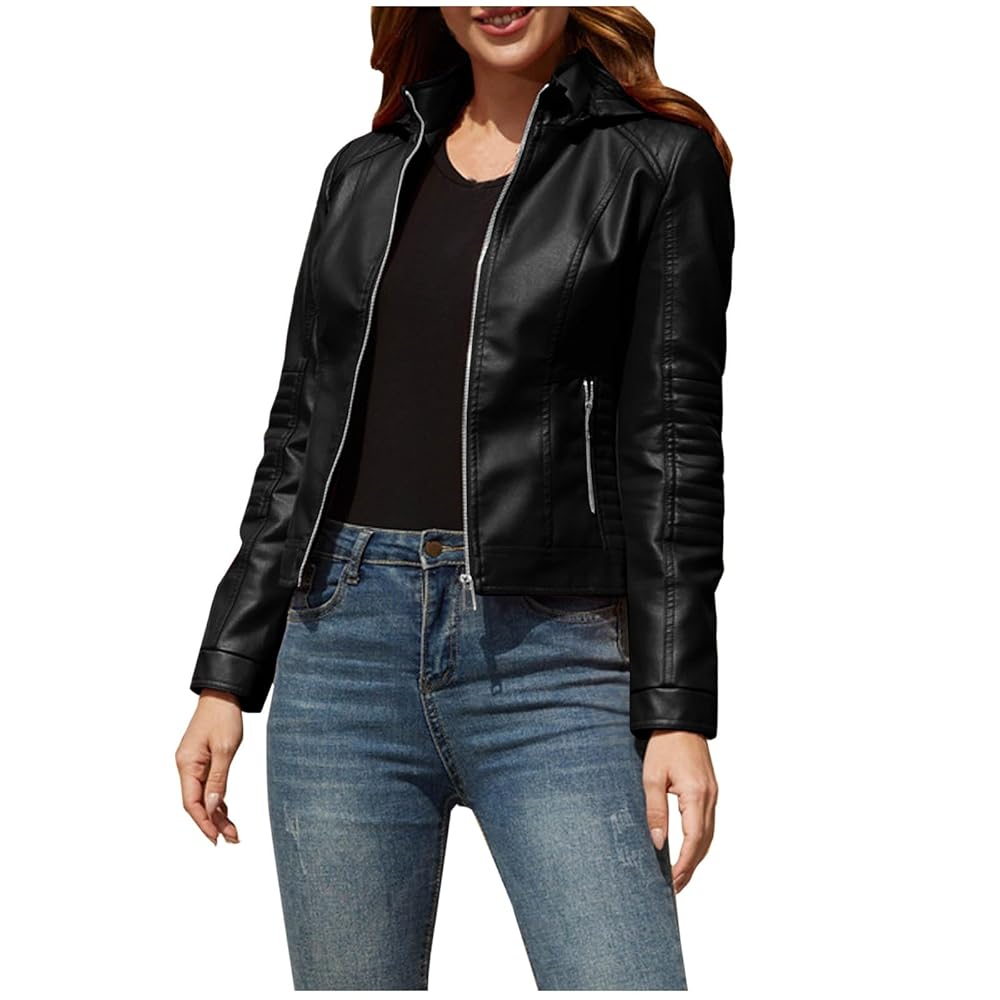 ジャケット・アウター blackup fake leather jacket Amazon.com: Akklian Women's Faux Leather Jackets & Coats