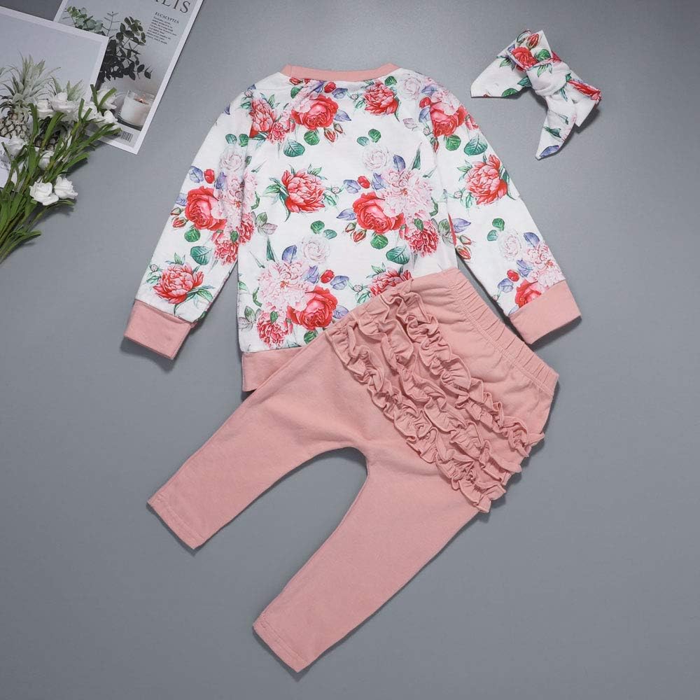 Toddler Girl Clothes 0-4T Cute Baby Infant Sweatshirt Outfits Set Leopard Sweatsuit Ruffle Sweatpants 2PCS