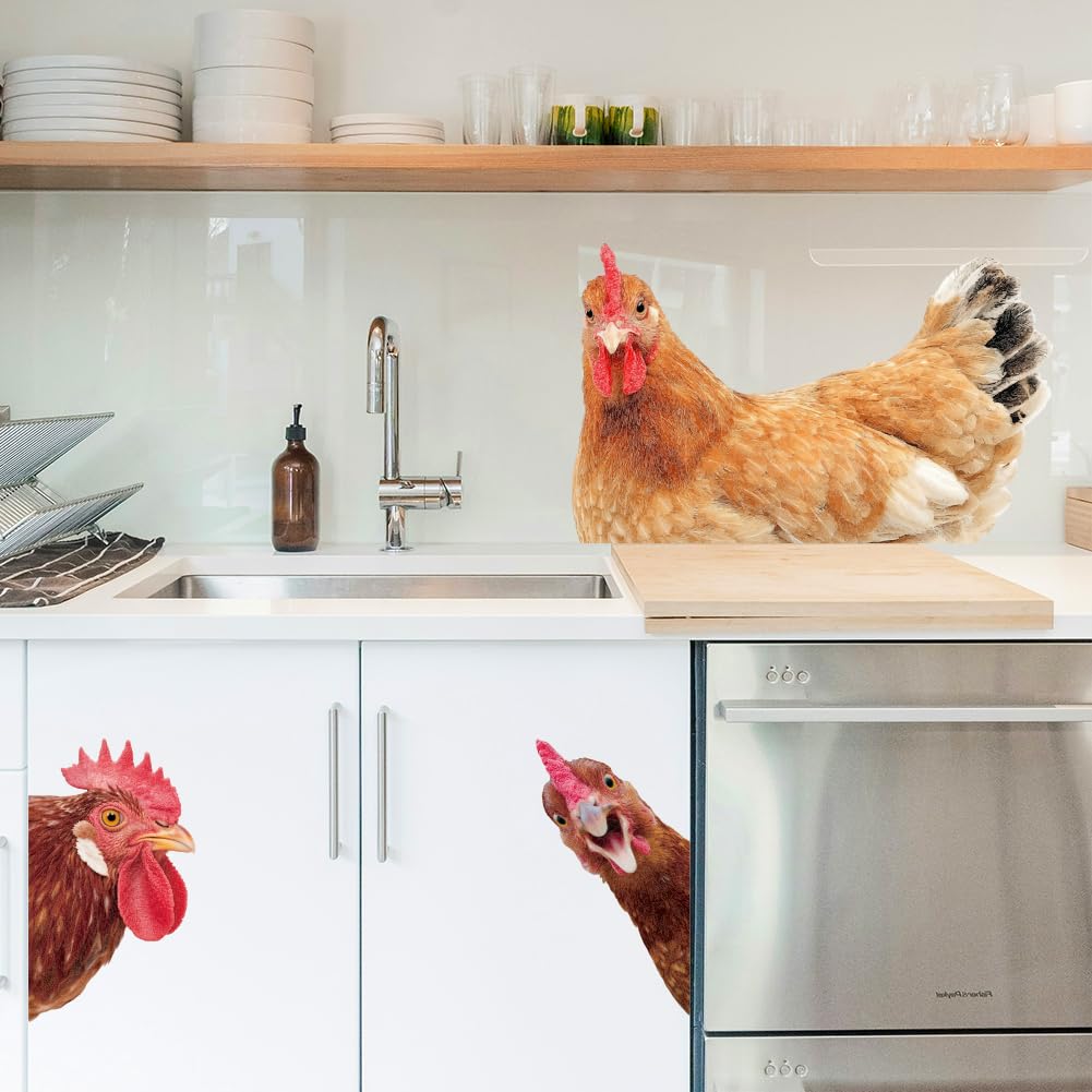Peacoblue Farm Peeking Out Chicken Wall Stickers Decals Decor Removable Peel and Stick