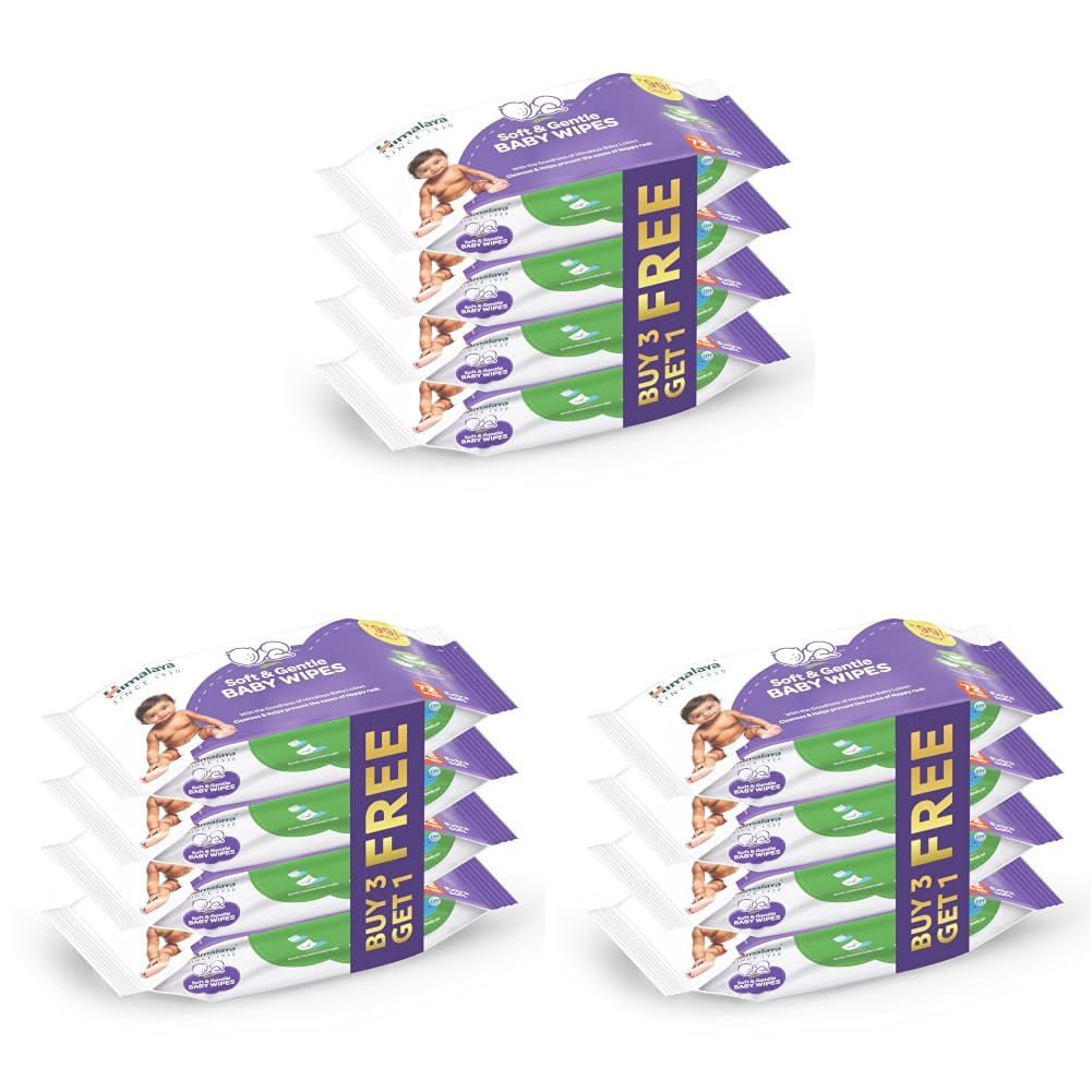 Himalaya Soft & Gentle Baby Wipes |72 Wipes x B3 G1 Free - 288 Wipes | With Licorice & Aloe Vera | Gently cleanses & Helps prevent the cause of Nappy Rash | With the Goodness of Himalaya Baby lotion | Extra Soft | Skin-Friendly pH-image-31