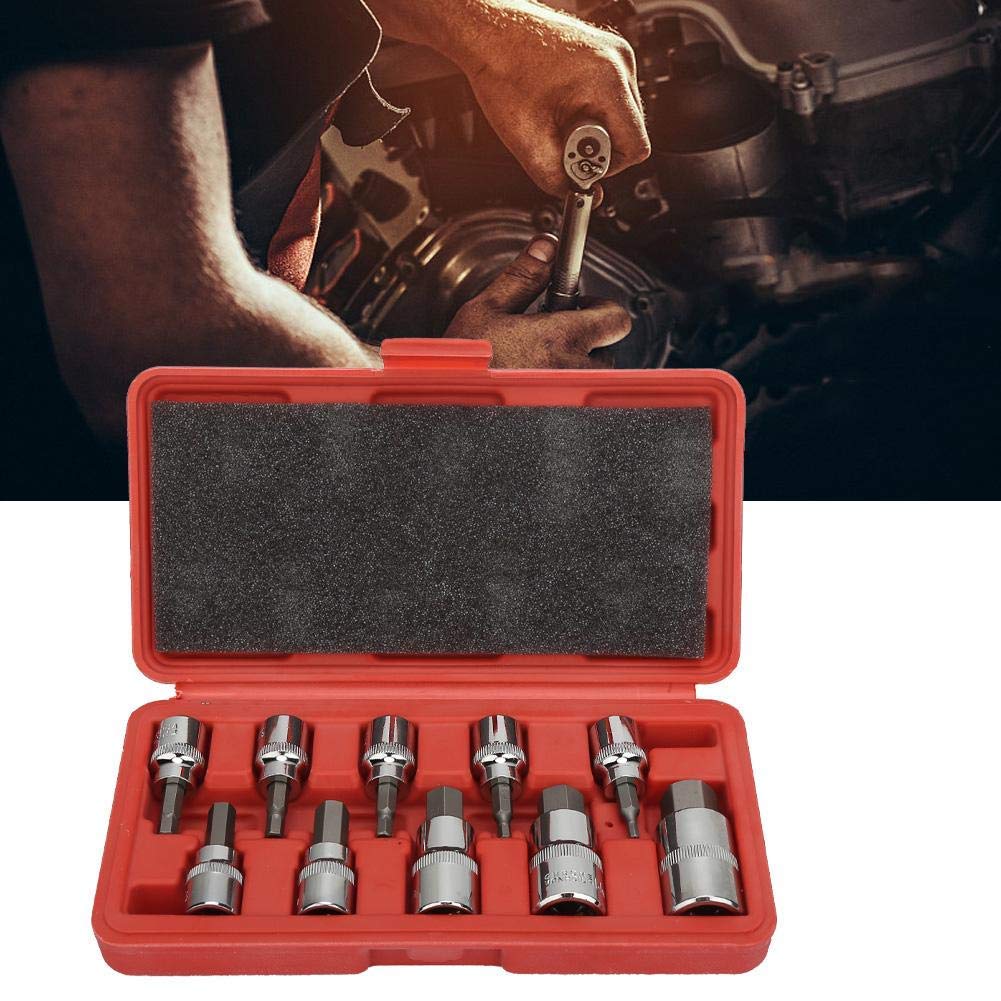 10 szt. Gniazdo sześciokątne, adapter gniazda 3/8" 1/2" 3-17 mm Zestaw wierteł i kluczy nasadowych dla przemysłu budowlanego, przemysłu produkcyjnego, napraw domowych, narzędzi dla przemysłu naprawy