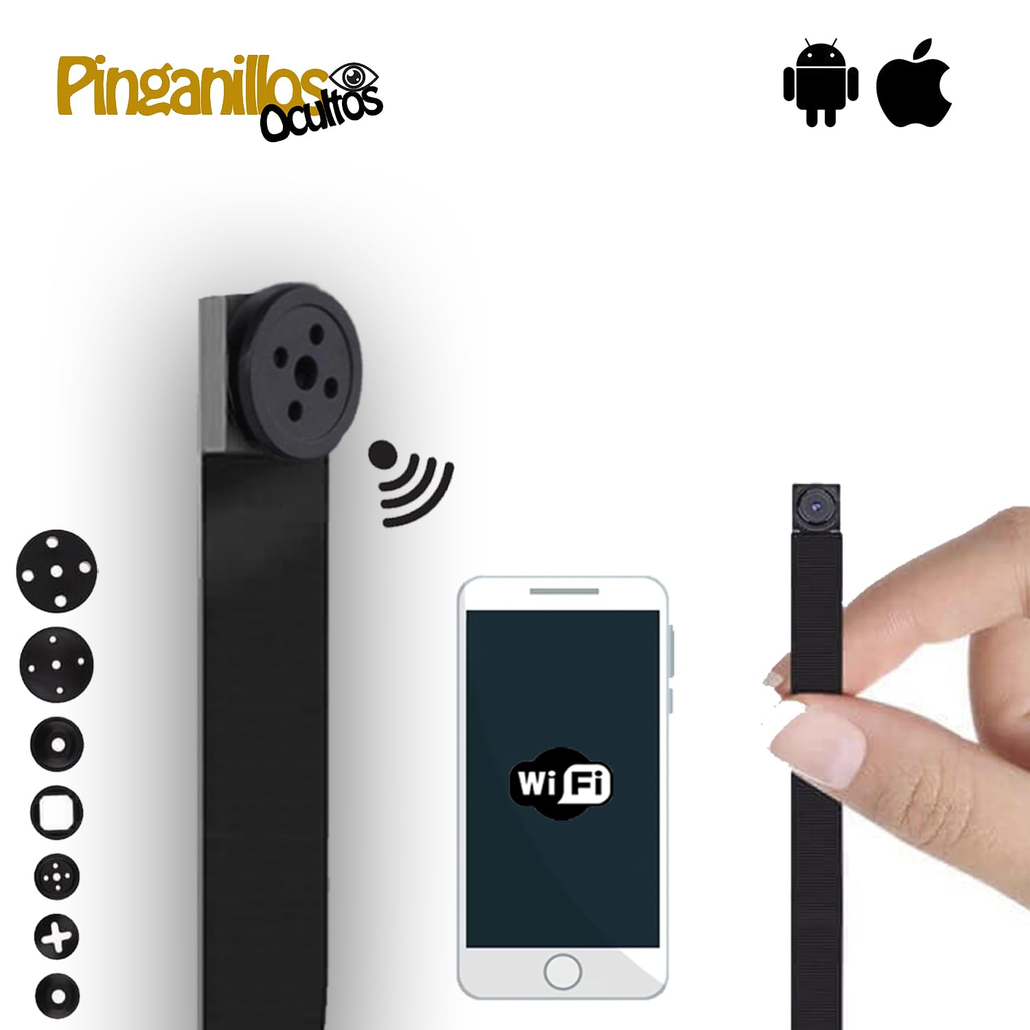 Mini Camara Espia Boton. WiFi Calidad HD 1080p Real. Ideal para Leer Folio (Folios A4). Auricular Espia Invisible Inalambrico Copiar Examen.