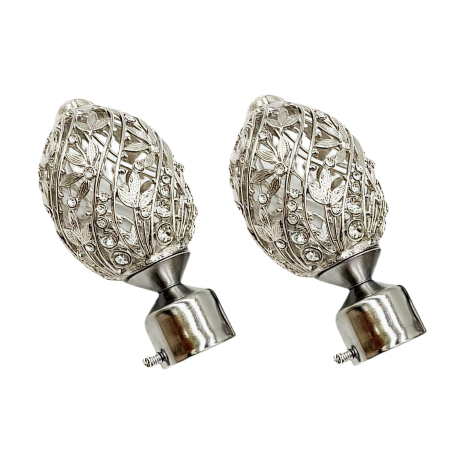 Curtain Pole Ends zinc alloy material Curtain Finials 19mm 25mm 28mm diamond inlaid hollow craft Roman rod end decorative head aril stop 19mm
