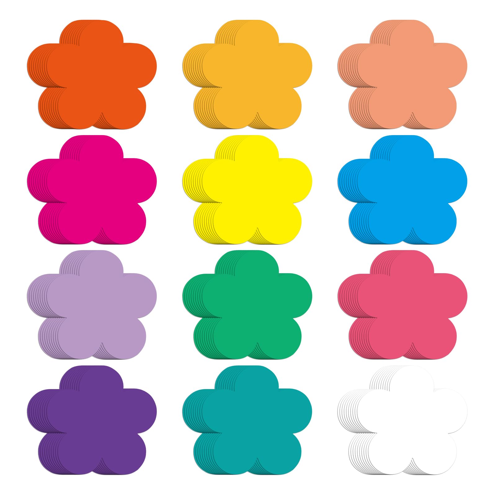 JUNEBRUSHS Flowers Cutout, 120Pcs Spring Summer Paper Cutouts Floral Bulletin Board Decorations Back to School Cutout for Classroom Decor DIY Crafts