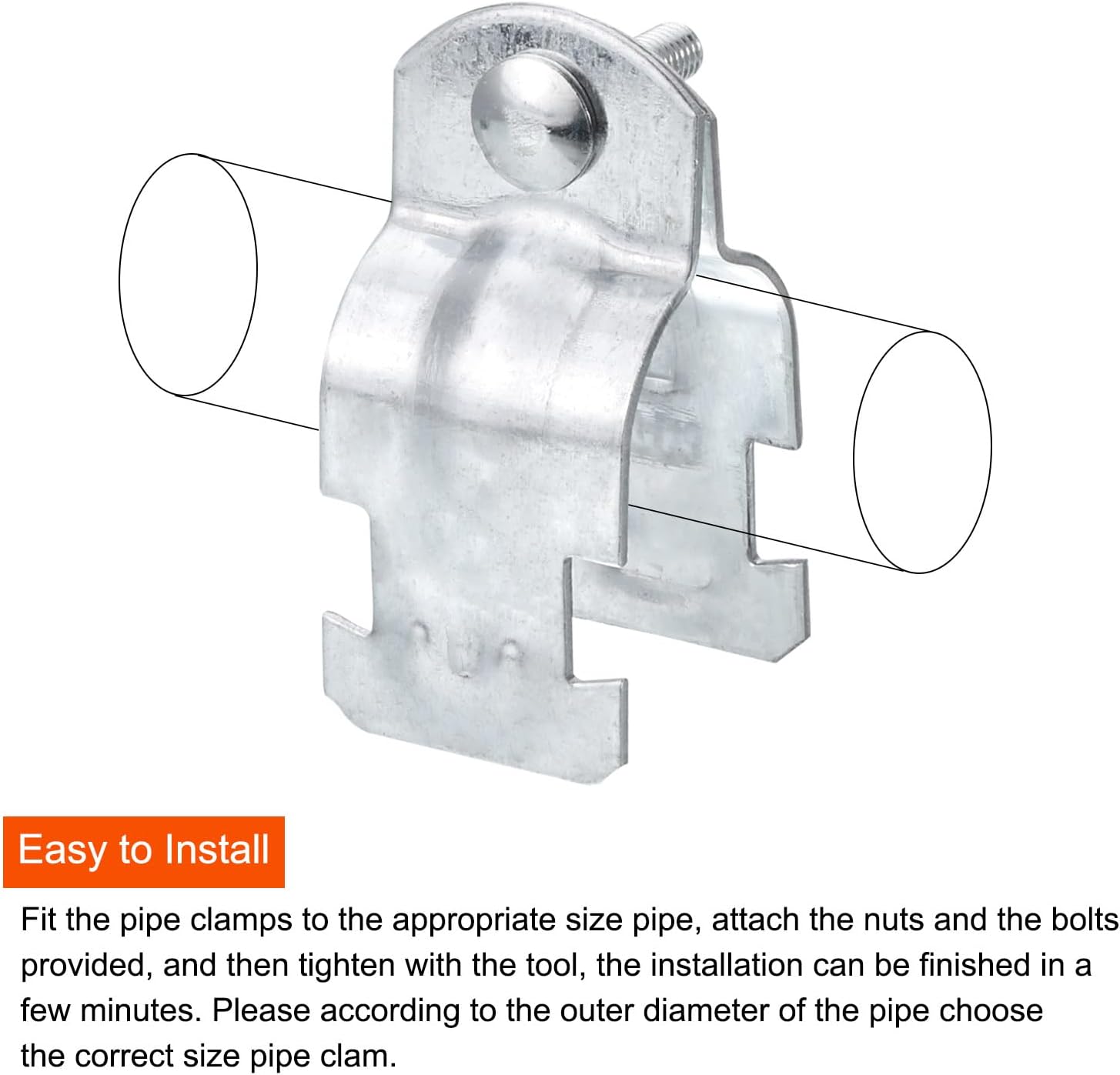 uxcell 4" EMT Strut Clamps Steel for Rigid Conduit and Pipe 4Pcs Universal Strut Clamps with Bolt and Nut for Rigid EMT Use