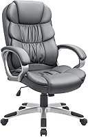 Vista 8 de GUNJI Silla de oficina de piel sintética con respaldo alto, silla ejecutiva ergonómica para computadora, silla de escritorio moderna ajustable