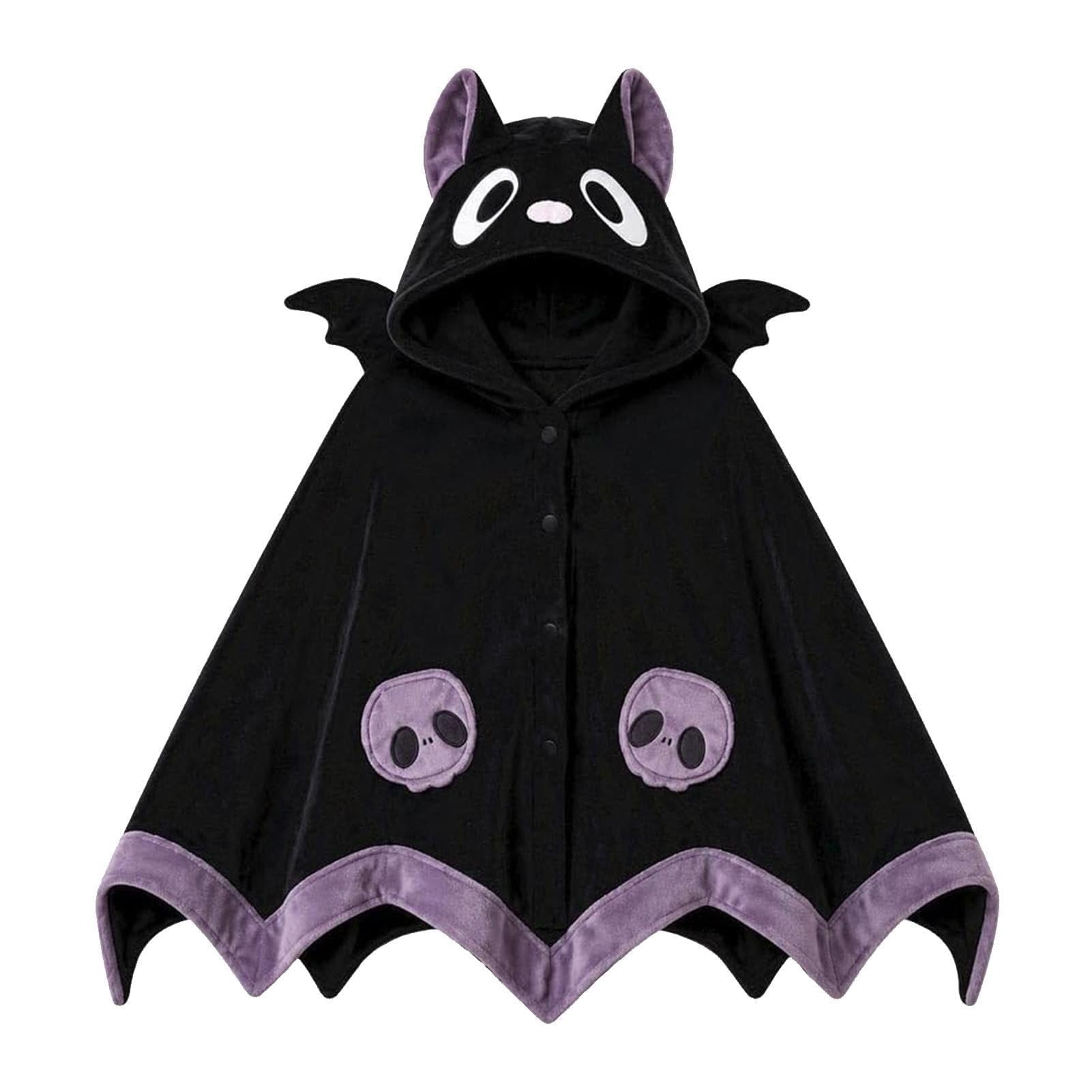 Kreskówkowa nietoperzowa koc z kapturem do noszenia na Halloween i cosplay