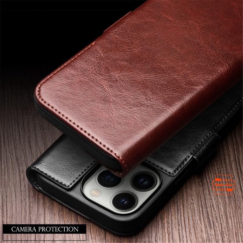 Etui na telefon iPhone 15 Plus z prawdziwej skóry, zamknięcie na magnes, funkcja stojaka, kieszeń na karty - skóra bydlęca etui ochronne odporne na uderzenia etui na telefon komórkowy Flip
