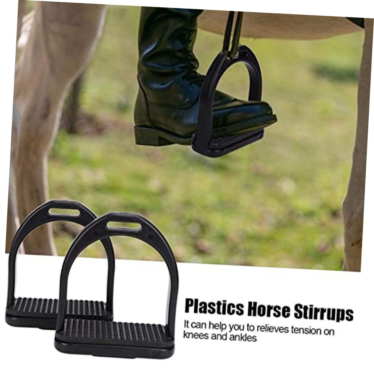 KOMBIUDA Horse Stirrups English Navy Saddle Pads Protective Non-Skid Safety Stirrups